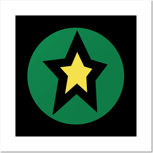 Small Yellow Star Green Circle Graphic Wall Art by ellenhenryart